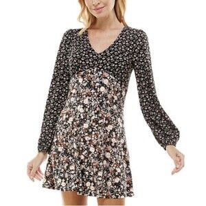 As U Wish Floral Dress Sz Small Whimsy Goth Grunge Balloon Long Sleeve Fall NWT